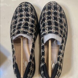 Dr. Scholl's Black and Brown Tweed Slip-On Loafers